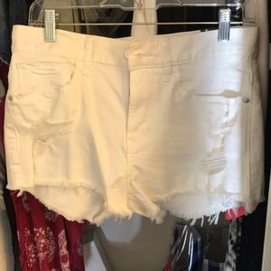 Distressed jean shorts